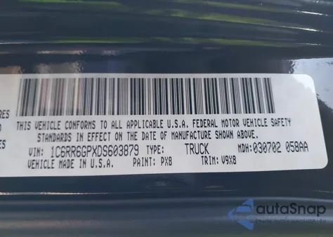 2013 Ram 1500 Slt из США, поврежденный, VIN 1C6RR6GPXDS603879